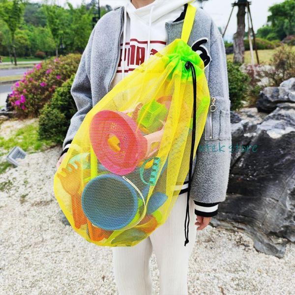 商品名: メッシュリュックサック メッシュバッグ 砂場バッグ おもちゃなどの持ち運びに ベビー おもちゃ 収納 公園 砂場 洗える ベビー用品 収納ネット                            商品説明:大容量 FCZY お...