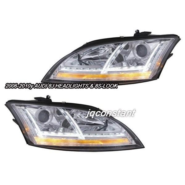 2006-2010y Audi TT MK2 8J アウディTT ファイバーLED ヘッドライト AFS無し 純正キセノン付車用 クロームインナー