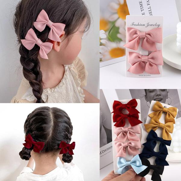 サイドステッチ ダブルリボン ベビーヘアクリップ ヘアピン ヘアゴム 髪飾り ヘアピン2個セット リボン ヘアアクセサリー ヘア留め 髪飾り 前髪