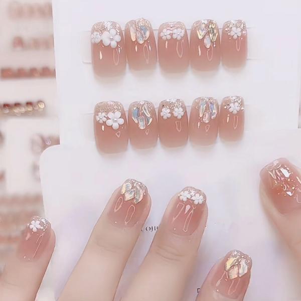 ネイルチップ ショート シンプル ブライダル ハート つけ爪 ネイル