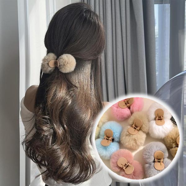ヘアクリップ モコモコ ファーバンスクリップ ヘアアクセサリー 韓国