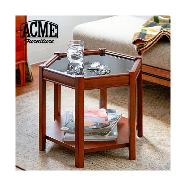 サイドテーブル・ナイトテーブル・ローテーブル acme furniture / BROOKS HEXAGON TABLE ACME Furniture アクメファニチャー BROOKS HEXAGON TABLE BLACK GLASS