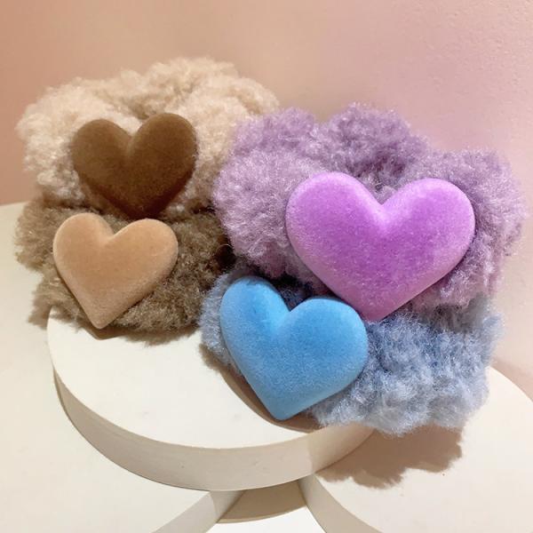 シュシュ もこもこ ふわふわ ハート ヘアゴム ボリューム 大きい 髪飾り ヘアアクセサリー デイリー プレゼント ポニーテール