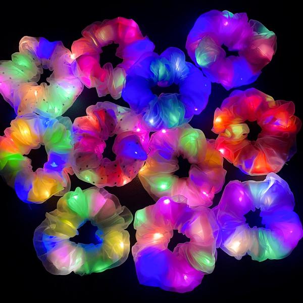 光るシュシュ LED ヘアゴム 全11色 お祭り ヘアアクセ パーティー 推し活 ライブ イベント 夏 花火大会 仮装 夜 防犯 子供 大人