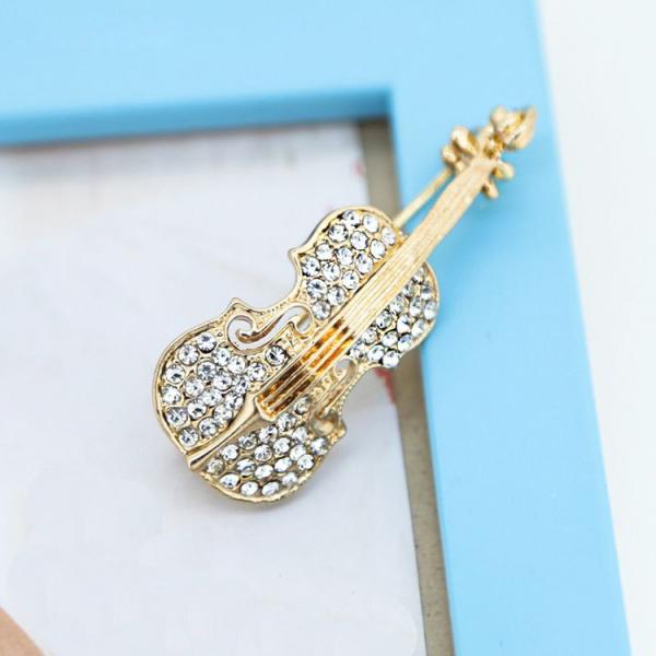 ブローチ バイオリン 音楽 楽器 ビジュー キラキラ アクセサリー フォーマル パーティー 結婚式 謝恩会 入学式 スカーフ留め ストールピン おしゃれ ミセス