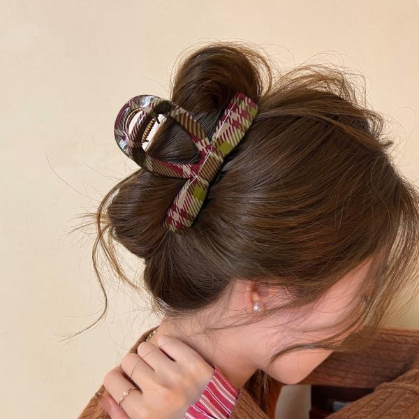 ヘアクリップ チェック柄 リボン 2種類 ヘアアクセサリー 髪留め 上品 エレガント パーティー お呼ばれ レディース ギフト 普段使い