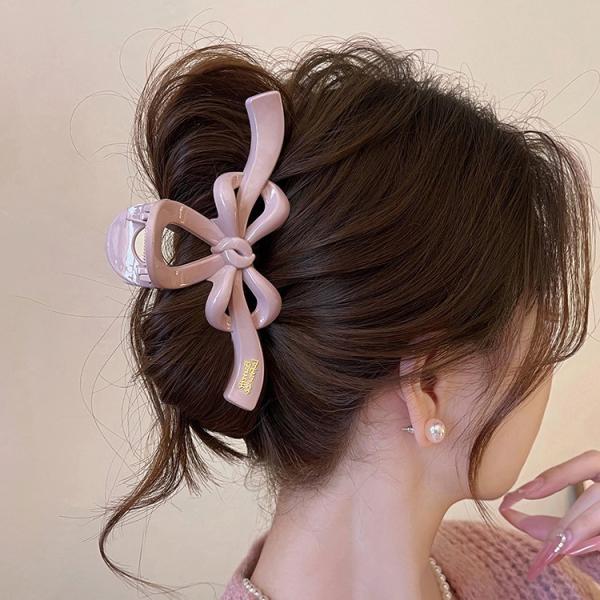 ヘアクリップ リボン バンスクリップ 大きめ 黒 茶 ヘアアクセ 上品 エレガント パーティー お呼ばれ アップスタイル レディース ギフト