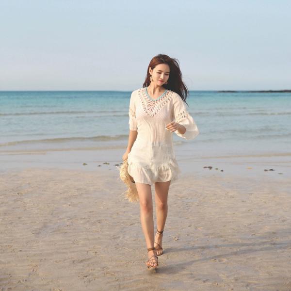 カラフルボンボン付き ビーチワンピース ビーチウェア フリーサイズ 水着と合わせて リゾートワンピ ビーチ 海 Jsファッション Buyee Buyee 日本の通販商品 オークションの代理入札 代理購入