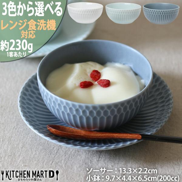さざなみ 美濃焼 sazanami 10小鉢&13丸皿 カップ&ソーサーセット 200cc 3色から選べる ボウル デザート お皿 器 食器 陶器 しのぎ模様 日本製 小田陶器