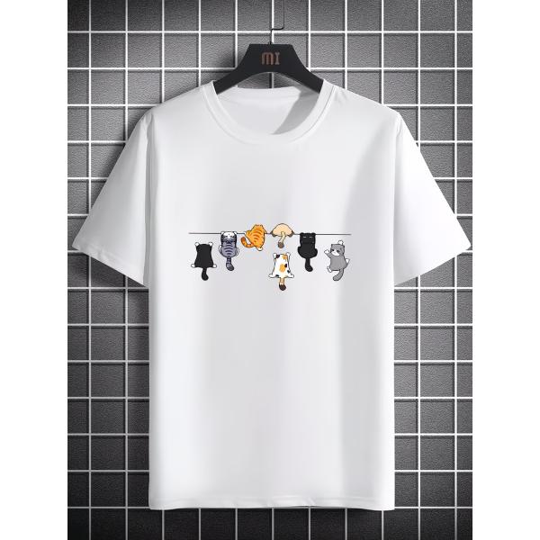 猫 Tシャツ レディース かわいい プリント 半袖 クルーネック 【春夏 通気性 カジュアル】 コットン 普段着 デイリー トップス ギフト