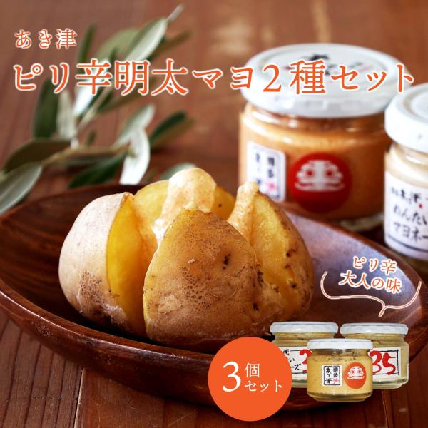 辛子明太子専門店 あき津゛めんたいマヨ めんたい鮭マヨ 3本セット 送料無料