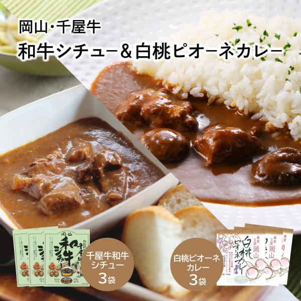 【新商品】 和牛シチュー＆白桃ピオーネカレーセット 6食入り