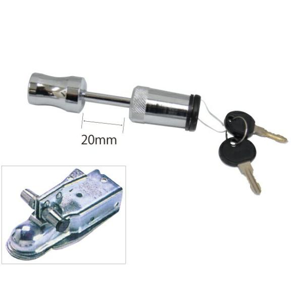 ■トレーラーカプラーの脱落・盗難防止に役立ちます。■ほとんどタイプのトレーラーカプラーに取付可能です。【商品仕様】■材質：スチール(クロームメッキ)■ピン径：6.4mm