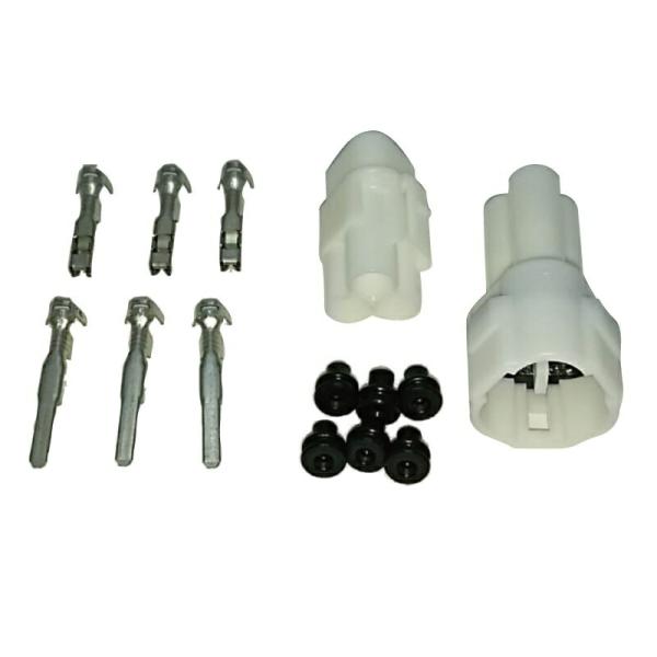 3Pin写真のターミナルはオス・メス各3ピンのセットです。KAWASAKI、YAMAHAに使用されている同一タイプのカプラーです。