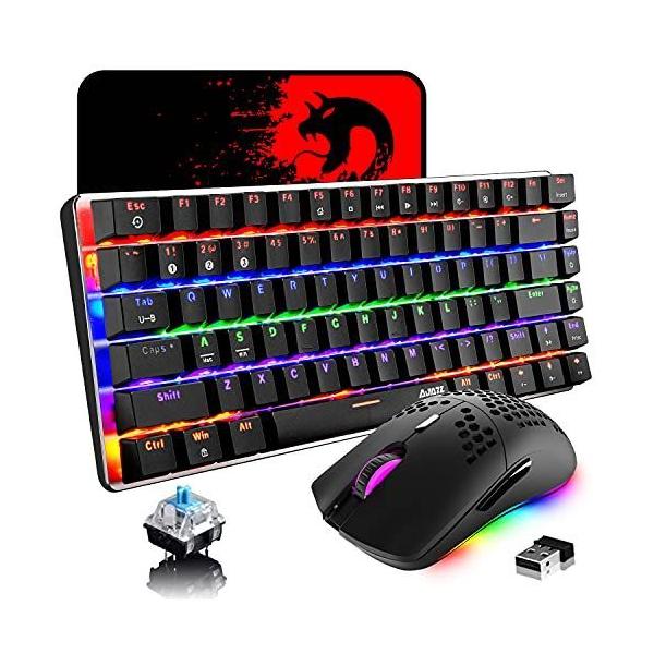 絶対一番安い 新品 即決 Wznlk Bluetooth5 0 有線 無線 青軸 ブルートゥース Ak33ワイヤレスゲーミングキーボード マウスセット メカニカル ワイヤレスキーボード Afols Pl