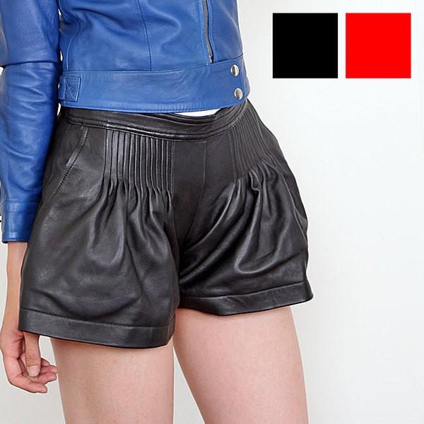 本革 ショートパンツ レディース パンプキン ラムレザー 全2色 L471