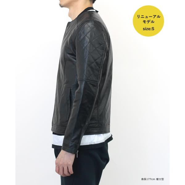 驚きの値段 直送商品短納期 本革 革ジャン レザージャケット メンズ ノーカラー ブラック 革ジャン メンズ 襟なし ラムレザー L957 ふだん着レザー L864 L957