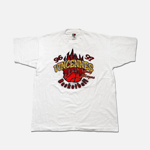中古 FRUITS OF THE LOOM フルーツオブザルーム プリント Tシャツ バスケットボール バックプリント ホワイト XL UR-0034
