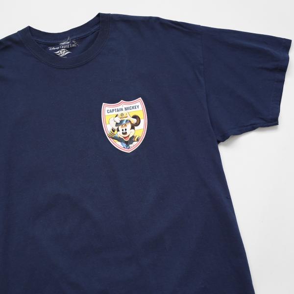 中古 古着 ミッキーマウス ディズニー バックプリント プリント キャラクター Tシャツ XLサイズ ネイビー UR-0278