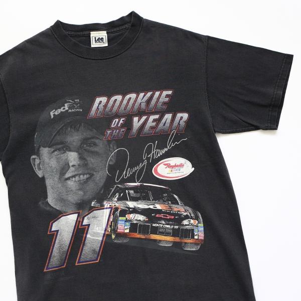 中古 Lee SPORTS Lee リー ナスカー NASCAR デニーハムリン レーシング プリント Tシャツ Mサイズ ブラック 黒 古着  UR-0396