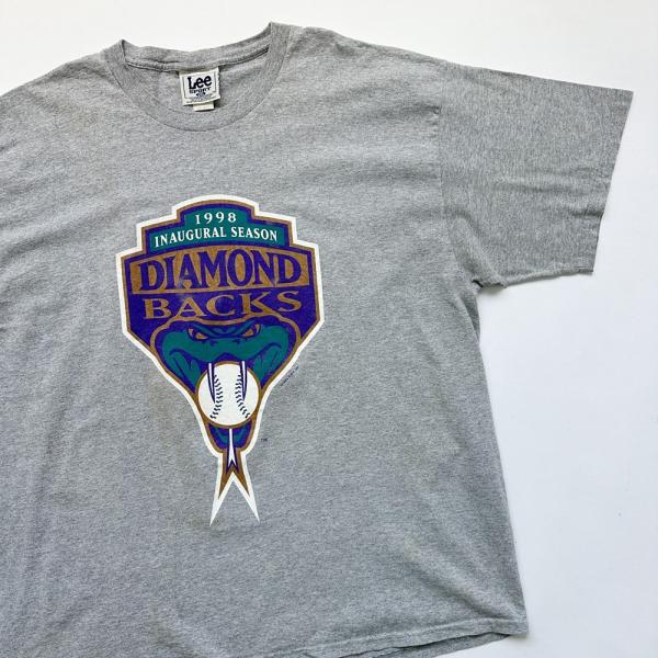 中古 Lee sport リー MLB ダイヤモンドバックス プリント Tシャツ 2XLサイズ グレー 灰色 古着  UR-0427