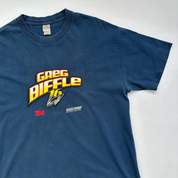 中古 ナスカー NASCAR  レーシングT プリント バックプリント Tシャツ XLサイズ ネイビーブルー 古着  UR-0437