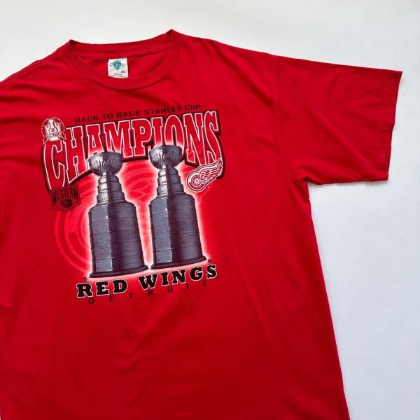 中古 Detroit Red Wings デトロイト・レッドウィングス スタンレーカップ プリント Tシャツ XXLサイズ レッド 赤 古着  UR-0446