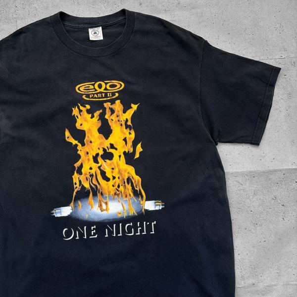中古 エレクトリックライト・オーケストラ ワールドツアー アメリカ製 USA製 プリント バックプリント バンドT  Tシャツ XLサイズ ブラック 古着  UR-0478
