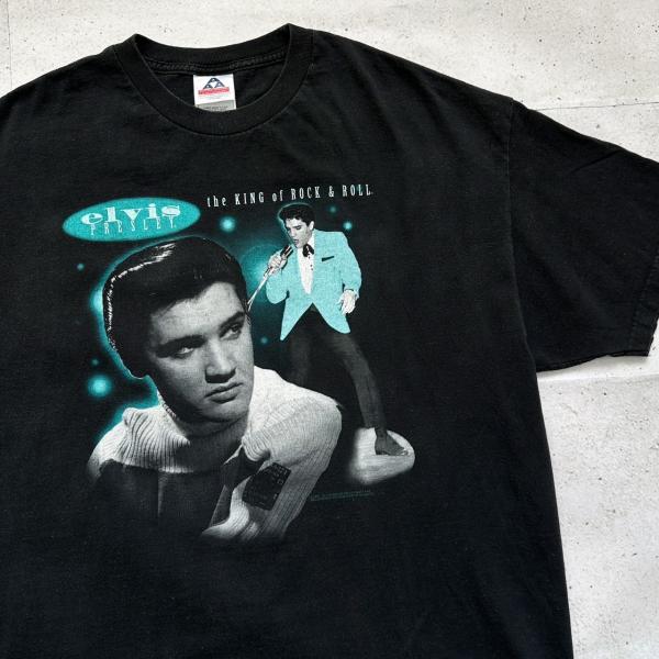 中古 Elvis Presley エルヴィス・プレスリー ロック AAA プリント バンドT バンT Tシャツ XXLサイズ ブラック 黒 古着 UR-0481