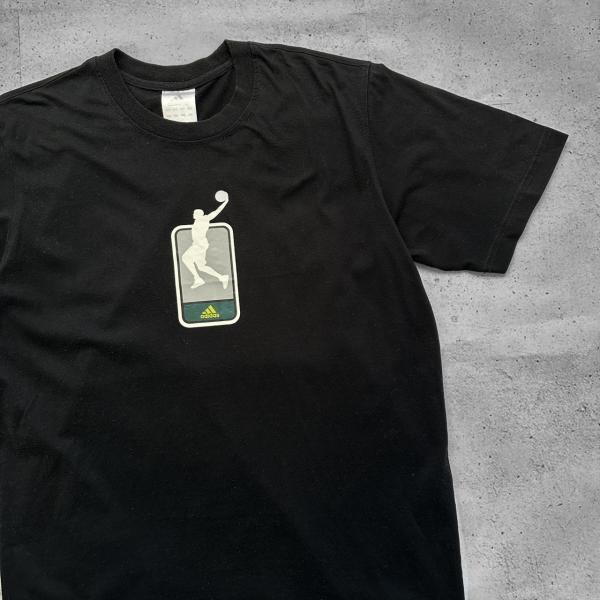 中古 adidas アディダス バスケットボール プリント Tシャツ ブラック 黒 古着  UR-0488