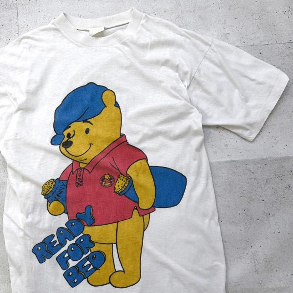 中古 ディズニー Disney くまのプーさん レディ・フォー・ベッド キャラクター プリント Tシャツ ホワイト 白 古着  UR-0497