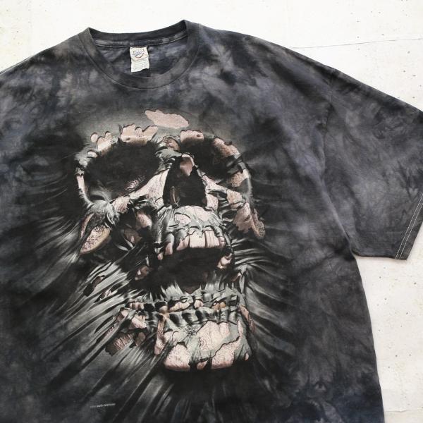 中古 Delta デルタ デービッド・ペンファウンド スカル Tシャツ プリント 2XLサイズ タイダイ ブラック 古着  UR-0516