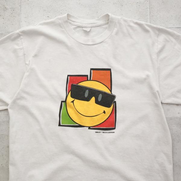 中古スマイリー byニコラ・ルフラーニ キャラクター イラスト Tシャツ プリント ホワイト 白 古着 UR-0525