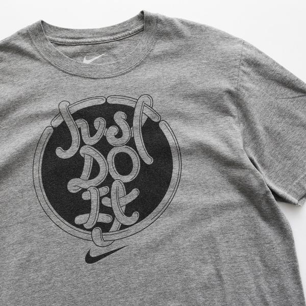 中古 NIKE ナイキ JUST DO IT スウッシュ ロゴ Tシャツ プリント Lサイズ グレー 灰色 古着  UR-0531