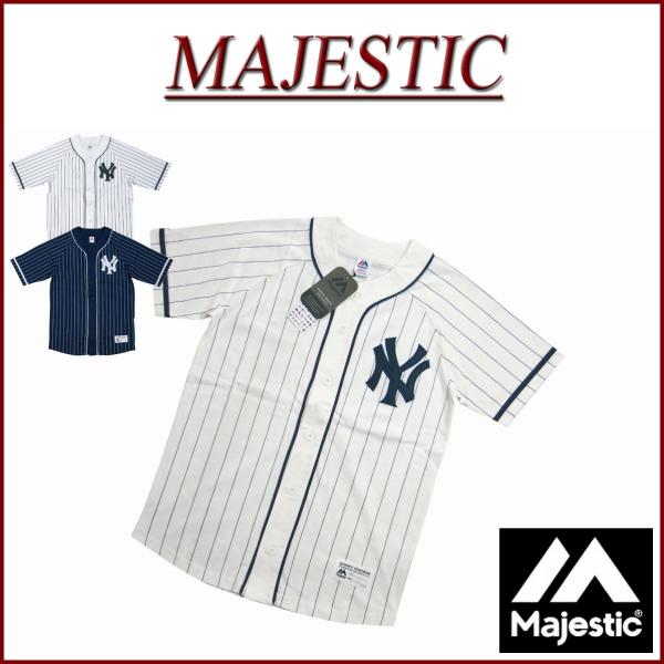 マジェスティック ニューヨークヤンキース ベースボールシャツ ピンストライプ MAJESTIC（マジェスティック） ニューヨーク ヤンキース ピン