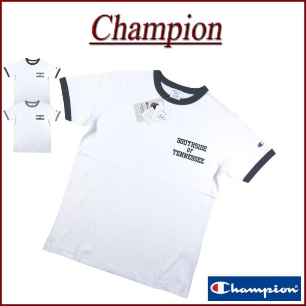 Champion チャンピオン トリコロールタグ カレッジプリント 半袖 リンガーTシャツ C3-X345