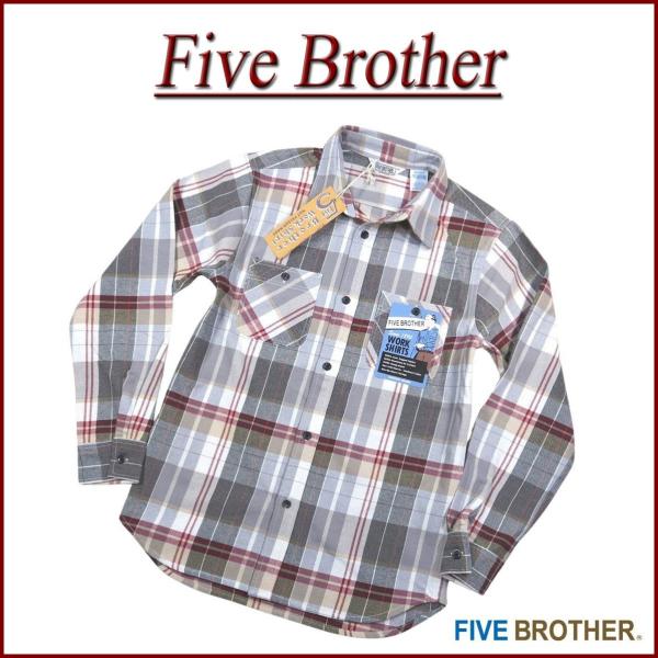 チェック柄ネルシャツ　five brothers FIVEBROTHER（ファイブブラザー） チェック 長袖 ヘビーネルシャツ