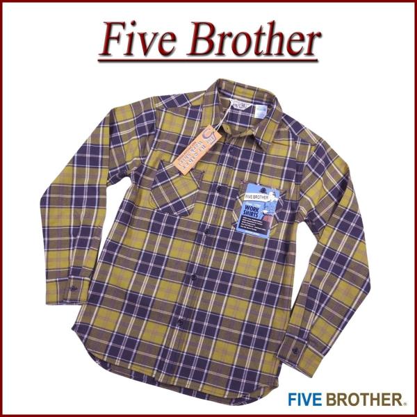 チェック柄ネルシャツ　five brothers FIVEBROTHER（ファイブブラザー） チェック 長袖 ヘビーネルシャツ
