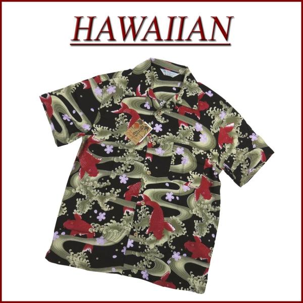オニワソト oniwasoto メンズアロハシャツ Lサイズ　レーヨン　鯉　桜 オニワソト oniwasoto メンズアロハシャツ Lサイズ レーヨン 鯉 桜