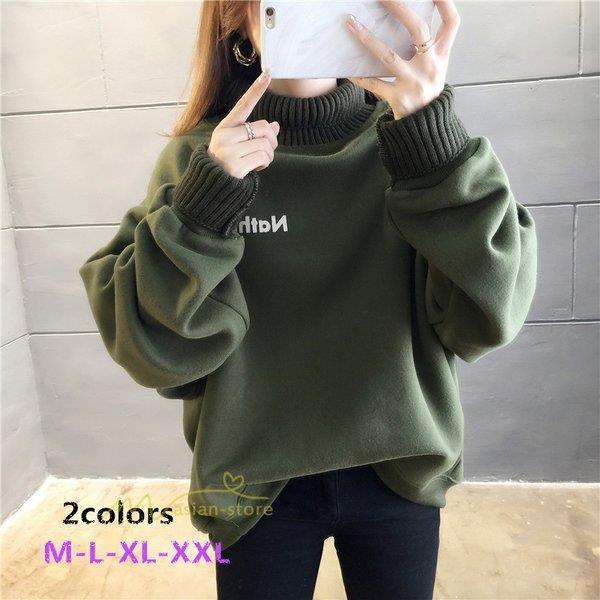 裏起毛 トップス トレーナー レディース タートルネック ニットトレーナー プルオーバー 大きめ 可愛い もこもこ ゆったり 体型カバー おしゃれ 大きいサイズ Caiyu Juan Co 通販 Yahoo ショッピング