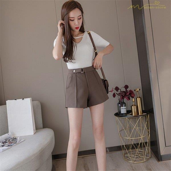ショートパンツ 韓国風 新作 春夏コーデ デイリーコーデ ホットパンツ Aライン カジュアル レディース シンプルデザイン きれいめ 通勤 ゆったり Caiyun Juan Co 通販 Yahoo ショッピング
