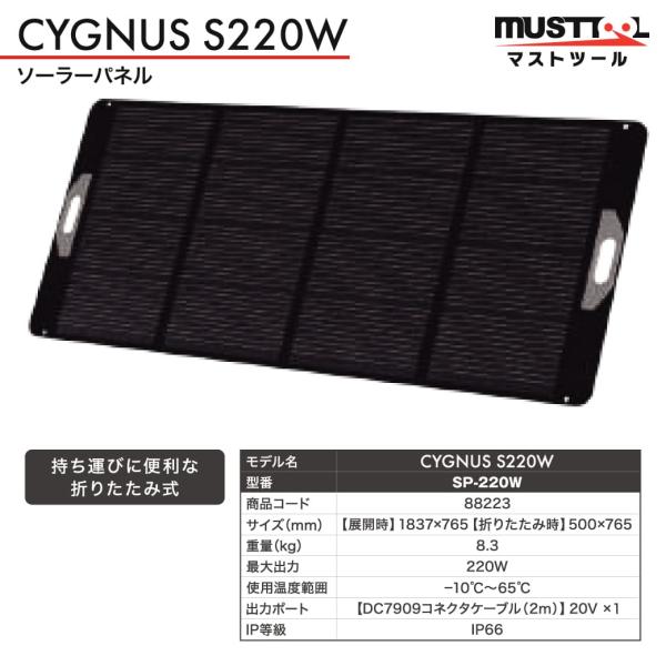 MUSTTOOL CYGNUS S220W ソーラーパネル 本体 MUSTTOOL（マストツール） ポータブル電源充電用ソーラーパネル