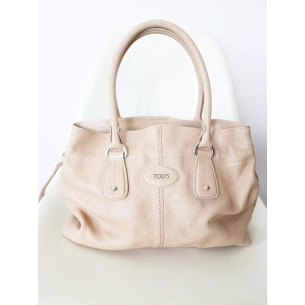 TOD'S（トッズ） バッグ ベージュ×シルバー トートバッグ 内ポケット