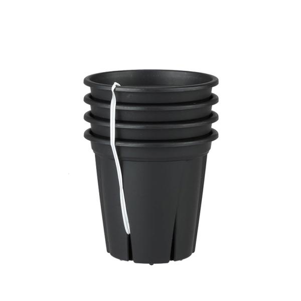 3.5号(0.35L) 根っこつよし 4個セット スリット鉢 プラ鉢 ブラック アップルウェアー
