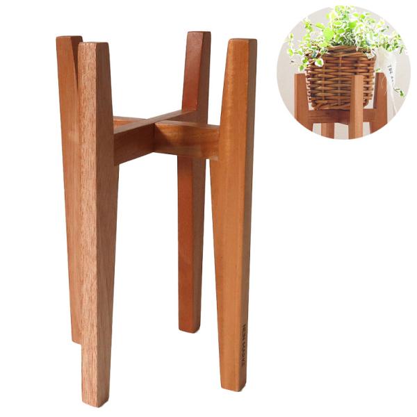 サイズ：幅16×高さ26.3×奥行16cm　材質：マホガニー　付属：ネジ/1本鉢サイズ直径12cmまで組立て式です。中央部分を付属の木ネジで固定します。要：プラスドライバー