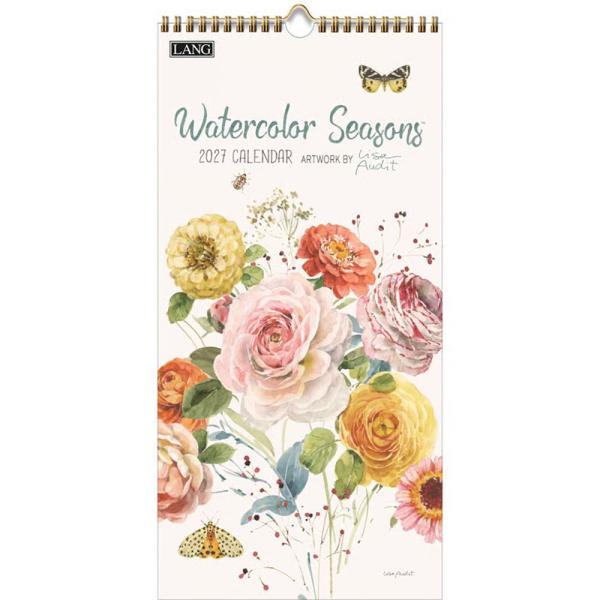 LANG 2027年ラング バーティカル スリムカレンダー Watercolor Seasons ウォーターカラー シーズンズ 縦長