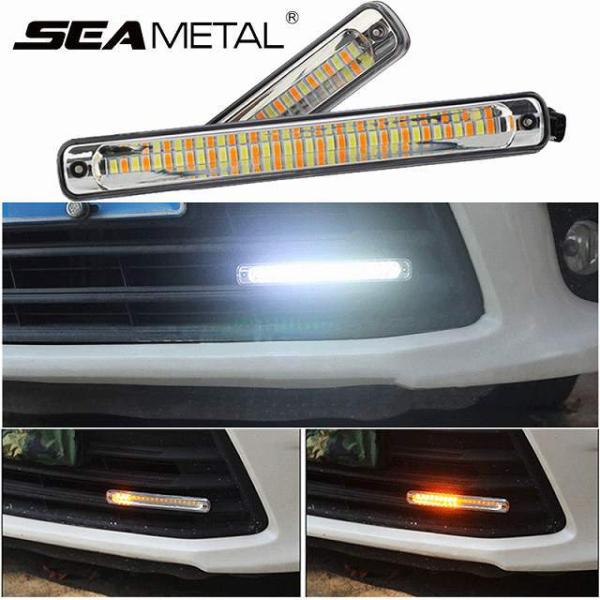 12 12v車の LED デイタイムランニングライト流れるターン信号ランプ自動デイライトdrl ユニバーサル 自動車 ストリップ アクセサリ