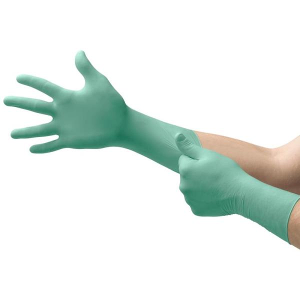 Ansell Medium Green 290 mm NeoTouch 13 mil Neoprene Powder-Free Disposable Gloves With Textured Finger Tip Finish And Beaded Cuffs (100 Each Per Box)