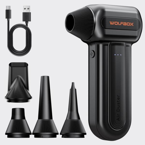WOLFBOX エアダスター 電動ブロワー 2026年新設計ボディ 最大風速75m/s 227g超軽量 USB充電式 3段階風量調整 洗車 PC掃除