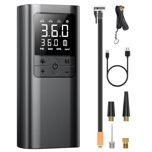 自転車 空気入れ 電動 電動空気入れ バイク 車 用 コードレス 6000mAh 大容量バッテリー 仏/英/米式バルブ対応 自動停止 低騒音 エアポン